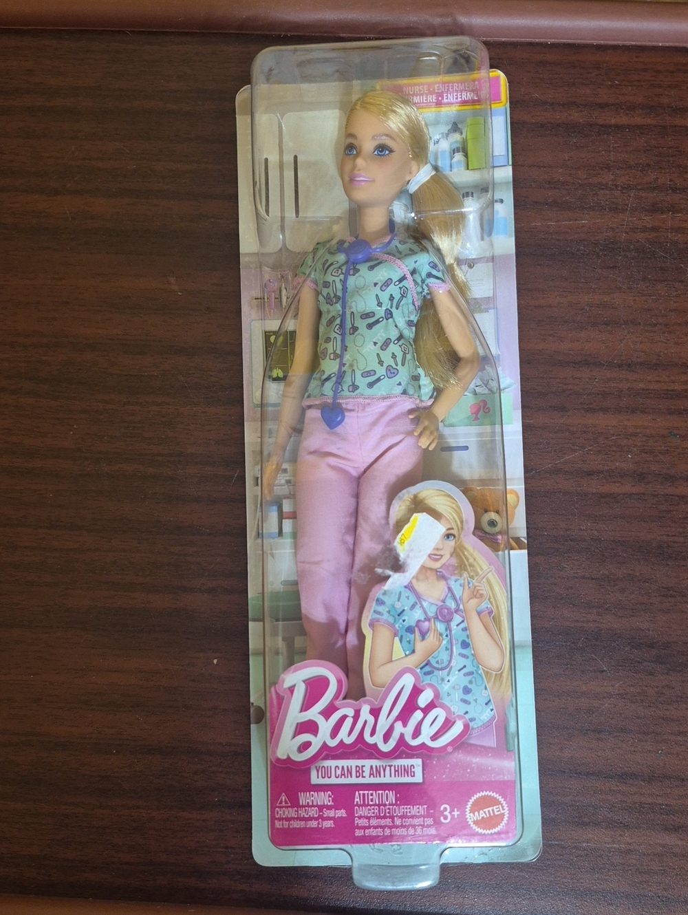 New In Box Barbie Nurse Doll in Pink & Mint Scrubs